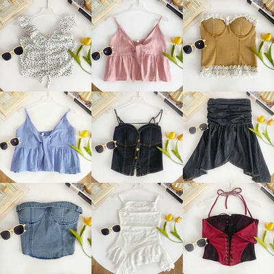 A new Spring/Summer 2026 dress, a pure and sexy short denim halter top for women