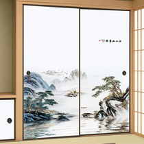 Solid wood wardrobe sliding door custom Chinese painted tatami sliding door custom wardrobe wall cabinet sliding door