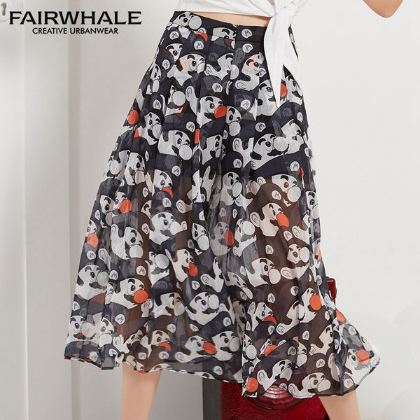 Fairwhale 马克华菲 18年夏季新款 雪纺印花 女式高腰阔腿裤 天猫优惠券折后￥199包邮（￥249-50）