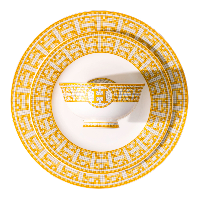 Mosaic H Brand Bone China DIY Combination Set Jingdezhen Ceramic Bowl and Plate Set for Home Use European Style Hermes Mosaic H Brand Bone China DIY Combination Set Jingdezhen Ceramic Bowl and Plate Set for Home Use European Style Hermes