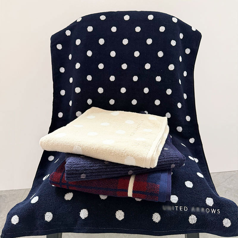 Export Japanese-Style Polka Dot Simple Towel and Bath Towel Set, Soft Terry Face Towel, Household Bath Towel, Face Towel