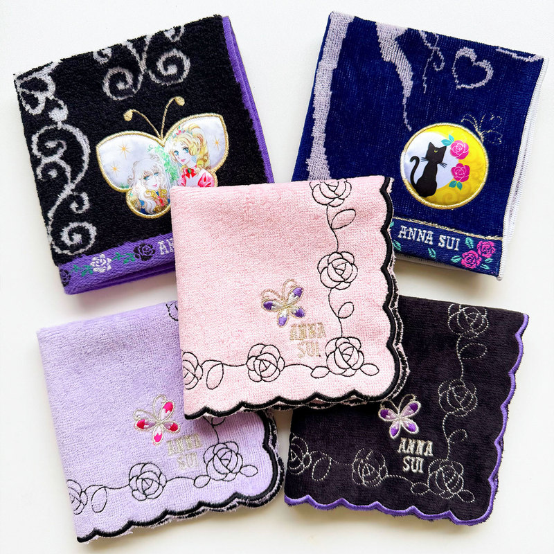 Foreign Trade Export Daily Order Ann Pure Cotton Embroidered Small Square Towel 25cm Rose Exquisite Handkerchief Hand Towel Face Towel
