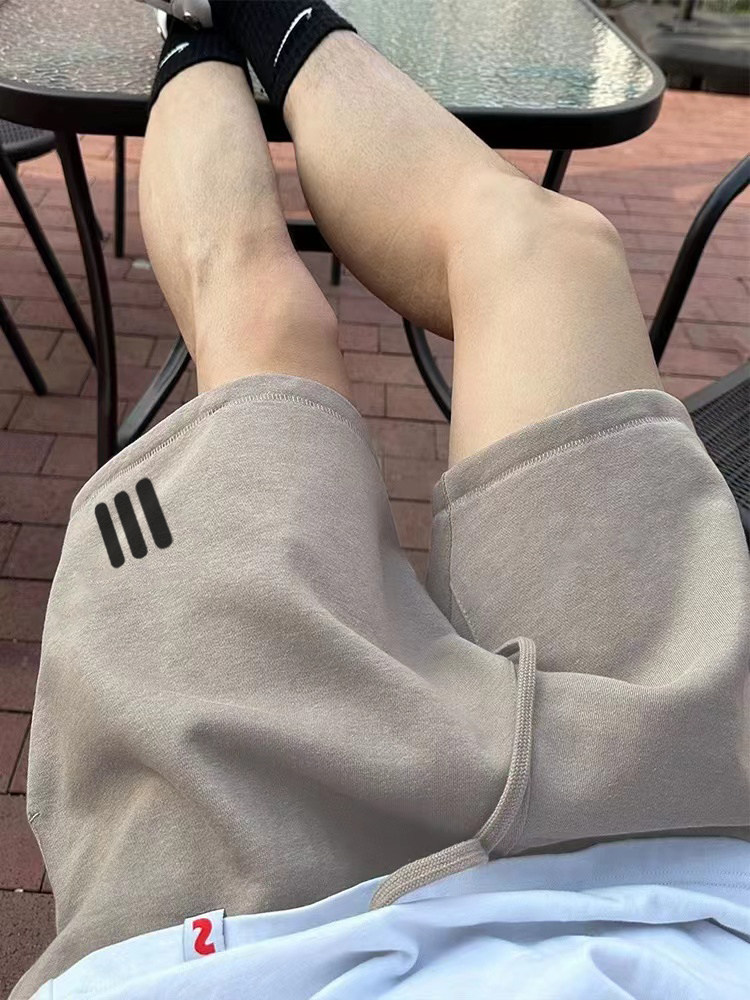 Повседневные спортивные шорты из чистого хлопка, мужская летняя верхняя одежда, брюки с пятью точками, свободные хип-хоп хай-стрит, американские брюки с тремя полосками