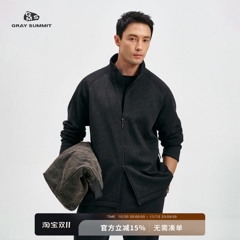 Gray Summit Lightweight Warm Merino Wool Diagonal Zipper Fleece Softshell Jacket for Men and Women