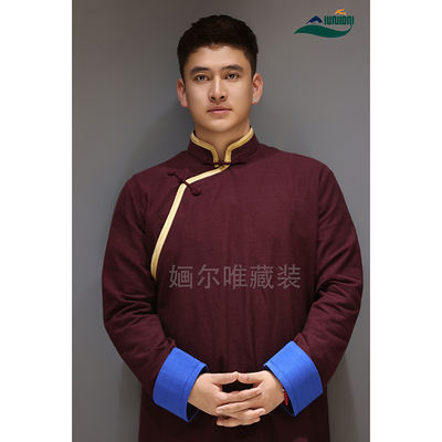 Men's Tibetan ethnic style slanted Tibetan robe with thickened shirt underneath