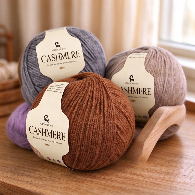 8-Strand Thick Cashmere Yarn, Genuine Pure Cashmere, Handmade Knitting Scarf, DIY Sweater Material Kit, Made in Ordos