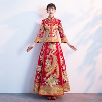 Xiuhe dress bride 2018 new wedding dragon and phoenix coat Chinese wedding dress cabinet dress ancient wedding dress Xiuhe autumn