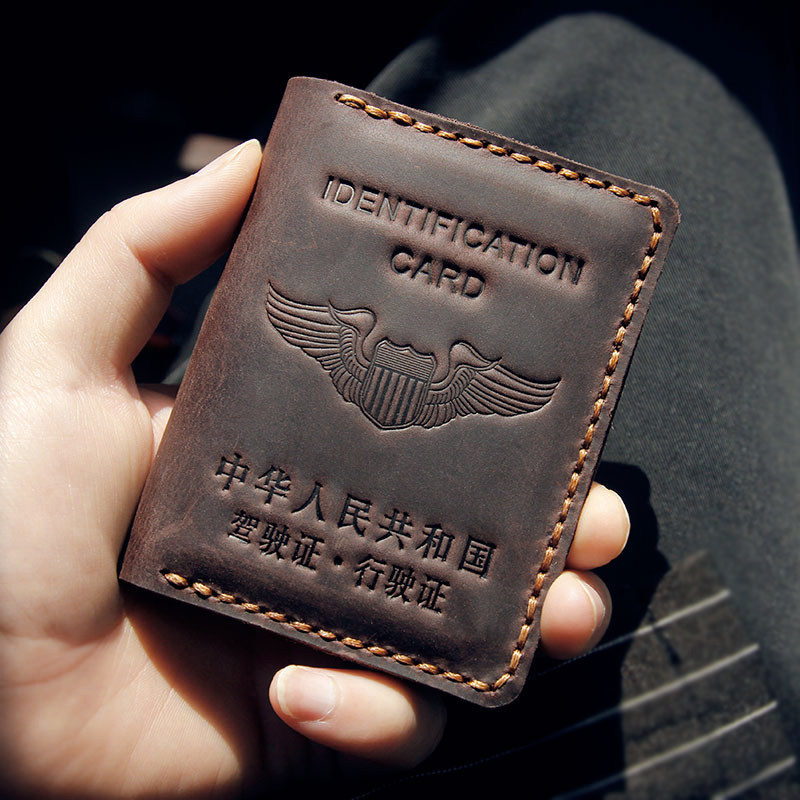 Driving license set men's driving license card set motor vehicle card bag protective cover leather driver's license this two-in-one boy