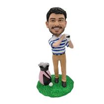Customized soft clay doll real sculpture gift bobbleheads golf style