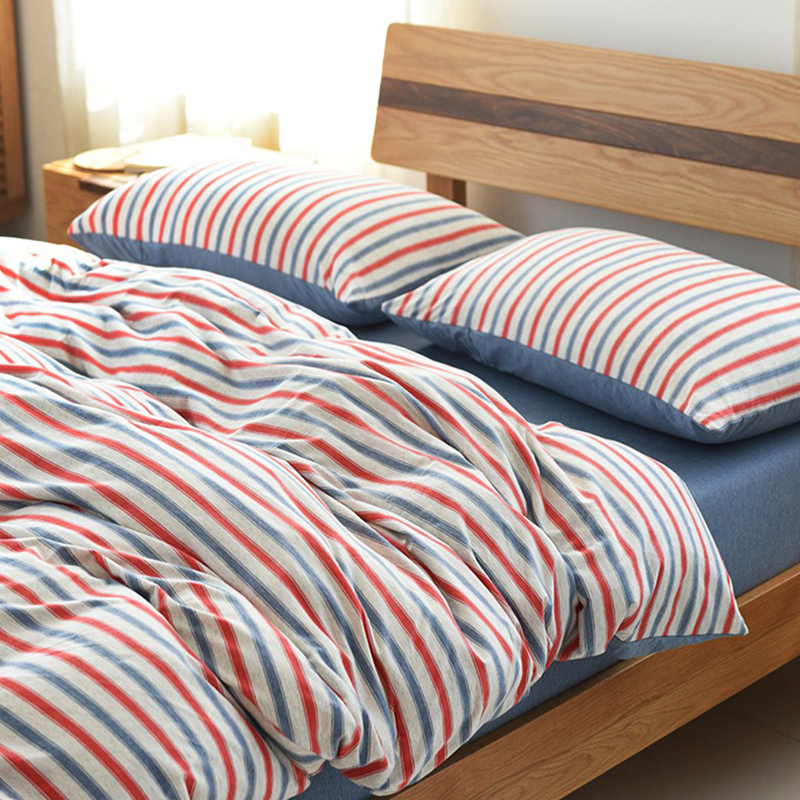 Day-Style Naked Sleeping Geranium cotton four pieces of full cotton minimalist Skin Pure Cotton Knit Quilt Cover Bed Linen Bed with supplies