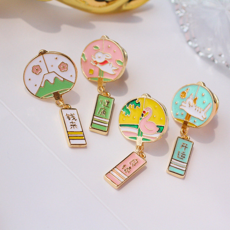 Zephyr Wishing ~ Japanese cute wind chimes good luck retro brooch collar pin corsage 20G