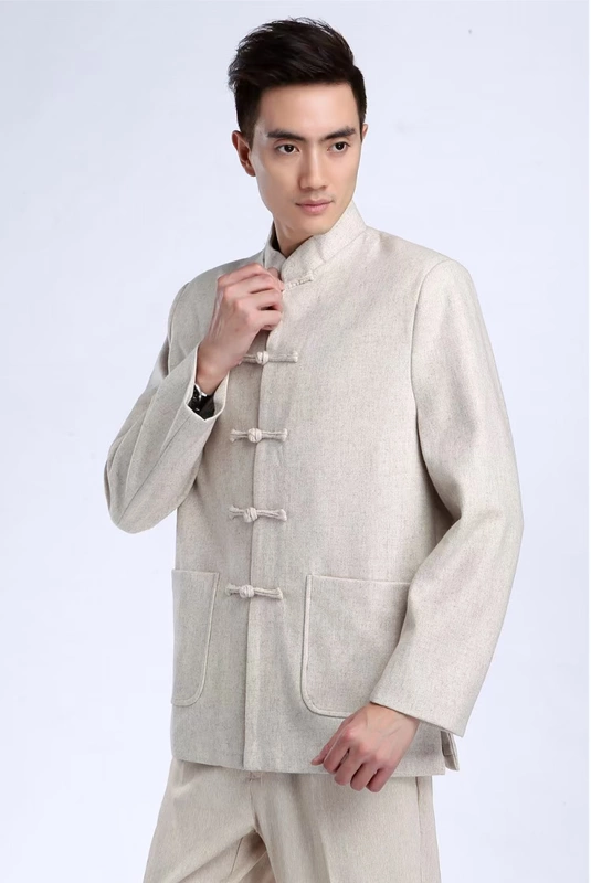 Quần áo gió quốc gia Trung Quốc cotton và vải lanh Tang phù hợp với bộ đồ vải lanh trung và già