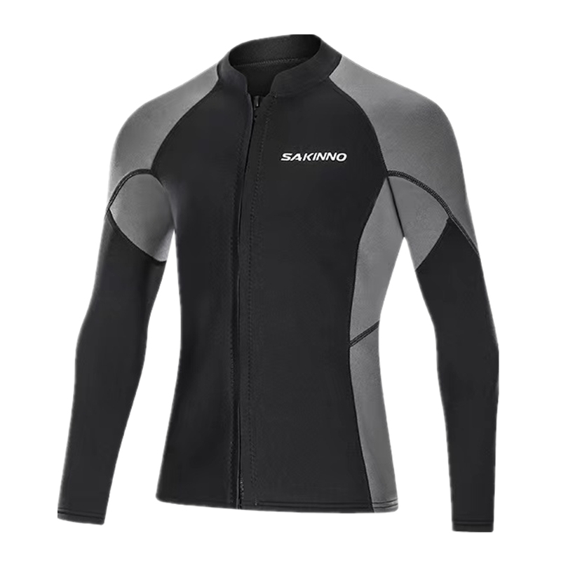 2mm Freediving Top for Men, Warm and Sun-Protective, Long-Sleeved Split Wetsuit, Surfing Rash Guard, Jet Ski Jacket