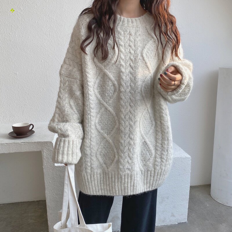 sandro moscoloni sweater female loose with lazy wind outside wearing an autumn and winter Korean version thickened with a long version of the knitted sweater