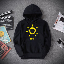 Hong Kong Chao brand Hong Kong style printed sweater mens hooded autumn and winter loose coat young boys plus velvet thick clothes