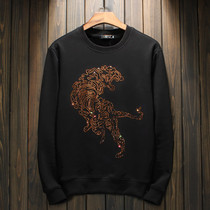 Hong Kong Tide brand autumn mens sweater Tiger hot diamond jacket mens Korean version of the trend plus velvet jumper