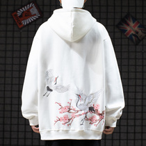 The Tide Card China Wind Fairy Crane Embroidery embroidered male autumn and winter style with a velvety and embroidered relaxed lover Fried Street Jacket