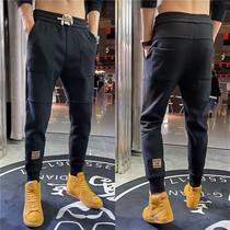 Tide brand elastic waist casual pants mens slim foot pants Korean trend thick leg pants sports pants fashion pants