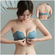 French DK one-piece wire-free bra set anti-slip push-up front button small breasts seamless beautiful back sexy underwear