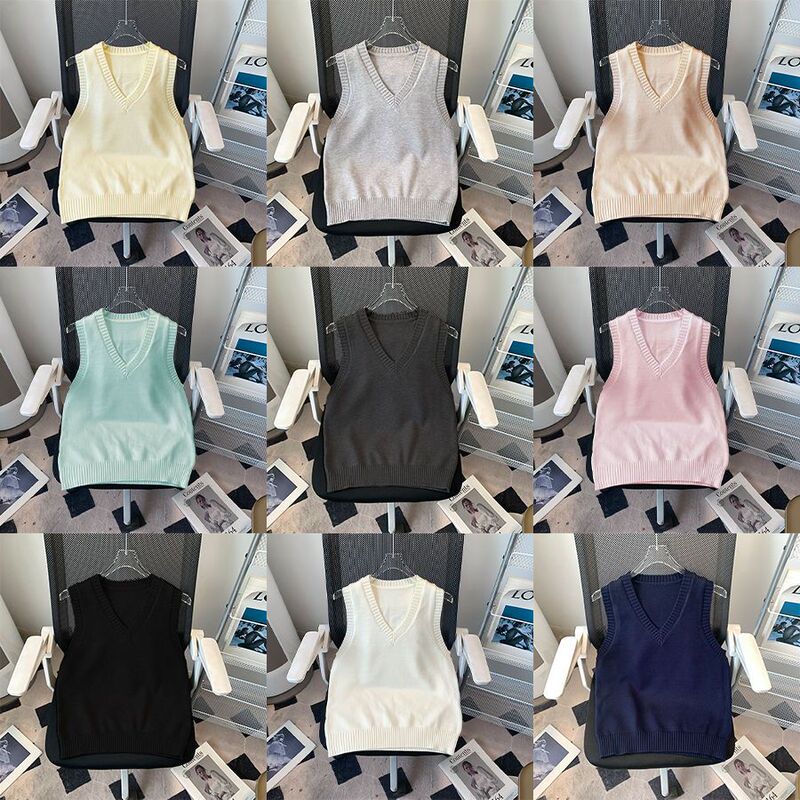 Japanese School Style Jk Genuine V-Neck Knitted Pullover Vest Sweater Layered Vest for Women, Versatile for Spring and Autumn Japanese School Style Jk Genuine V-Neck Knitted Pullover Vest Sweater Layered Vest for Women, Versatile for Spring and Autumn
