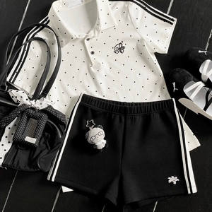Polka Dot Gymnastics Suit Jkpolo Shirt T-Shirt Top Women's Preppy Style Slimming Short-Sleeved Shorts Sports Volleyball Suit Set