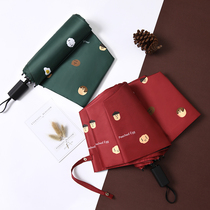 Fully automatic umbrella female sunny rain dual-use forest simple umbrella folding female parasol anti-ultraviolet girl heart ins