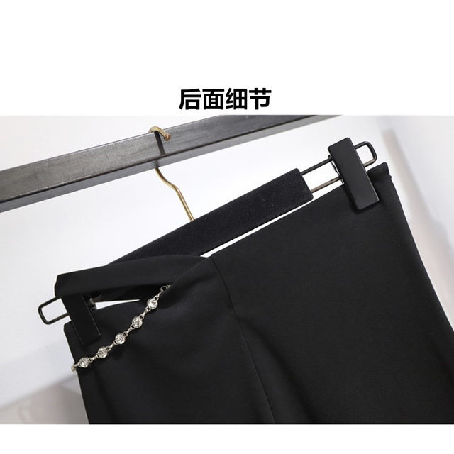 Drape Slit Slightly Pulled Pants Women's Summer Design Niche Horseshoe Pants High Waist Elastic Slim Slender Casual Trousers