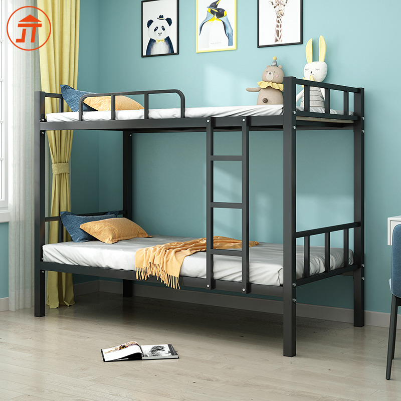 Simple upper and lower bunk iron frame bed staff dormitory double bed high and low bunk student apartment double-decker iron bed