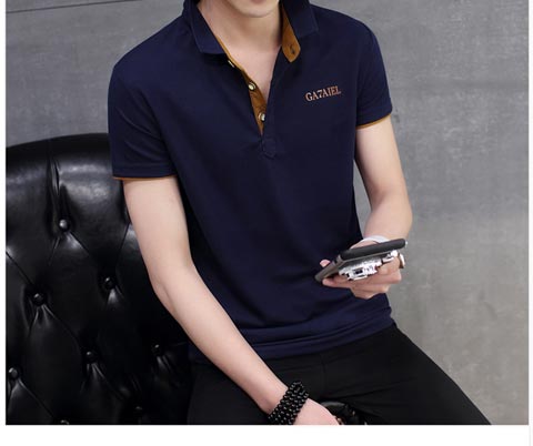 Mùa hè ve áo ngắn tay áo polo trẻ trung Slim Led áo thun nam màu trơn thường áo sơ mi cổ áo áo cotton nam