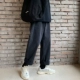 Mùa thu quần jean nam màu đen lỏng lẻo Phiên bản Hàn Quốc của xu hướng in quần bố già retro quần dài nam - Quần jean