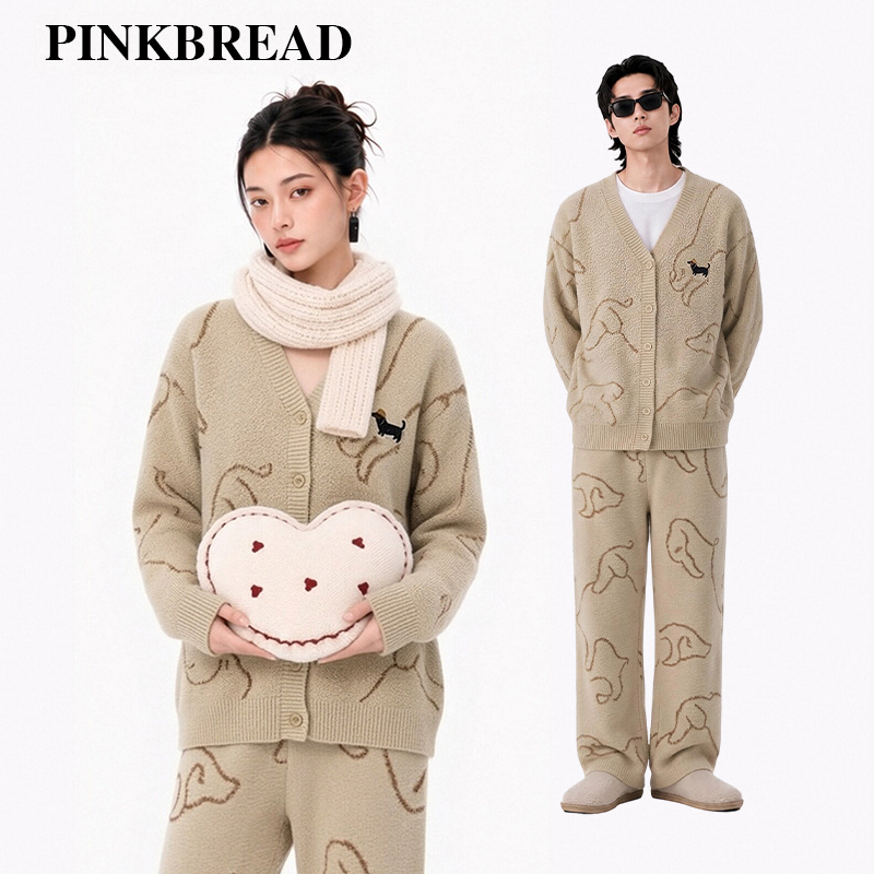 Couple's Style Women's Pajamas for Autumn and Winter, Long-Sleeved and Long-Pants, Warm Half-Velvet Coral Fleece, Can Be Worn Outside, Plush Loungewear Couple's Style Women's Pajamas for Autumn and Winter, Long-Sleeved and Long-Pants, Warm Half-Velvet Coral Fleece, Can Be Worn Outside, Plush Loungewear