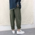 Danielandzee 18 mùa thu hoang dã co giãn eo micro-span lỏng nước rửa quần rắn màu vải quần thường quần thô nam Quần làm việc