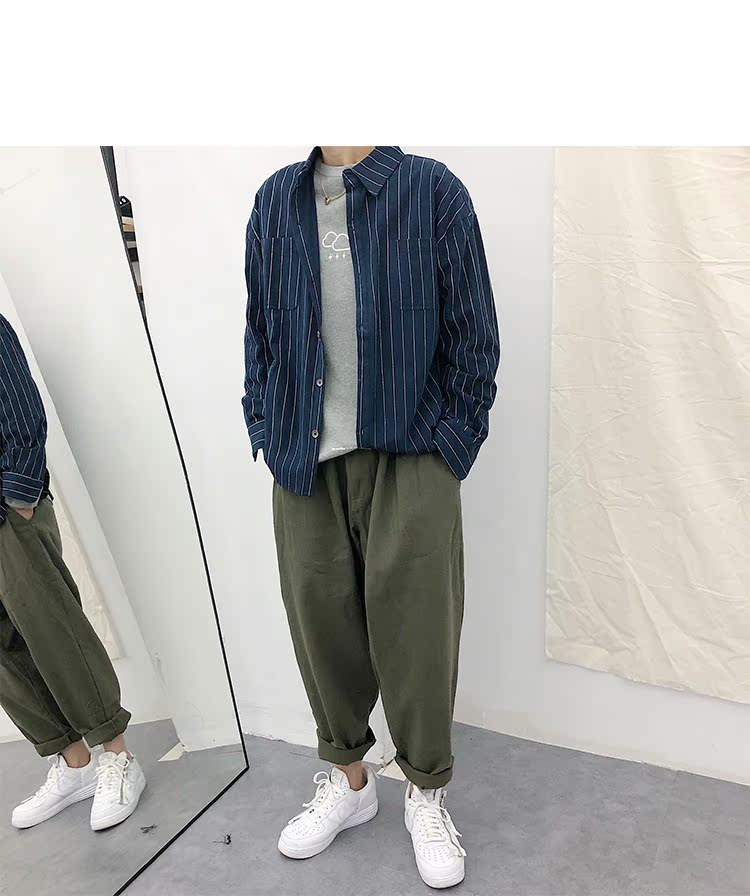 Danielandzee 18 mùa thu hoang dã co giãn eo micro-span lỏng nước rửa quần rắn màu vải quần thường quần thô nam