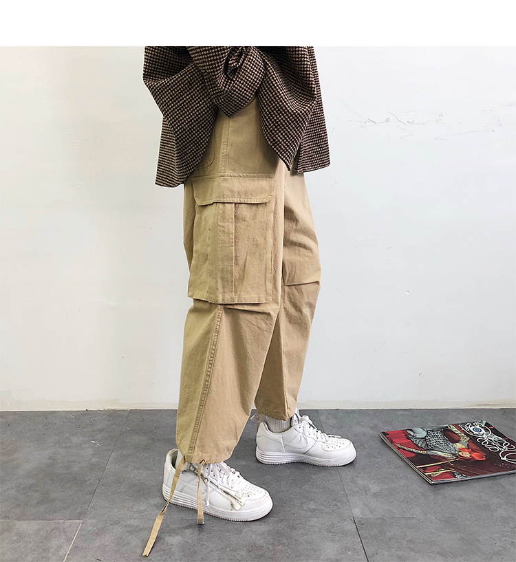 Dannyandzee 18 mùa thu retro giặt lớn dụng cụ rút dây rút thẳng chín điểm quần âu nam quần bò nam đẹp