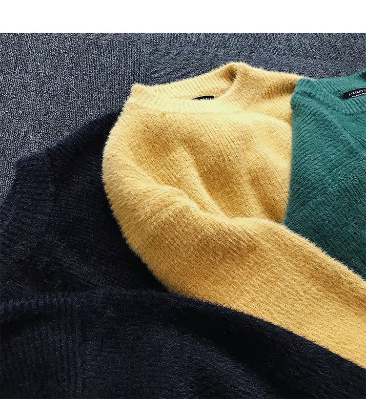 Danielandzee 18 mùa thu mới sang trọng mềm mại ba màu rắn cổ tròn áo len áo len nam hoodie nam