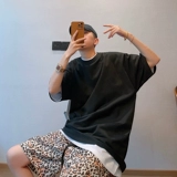 dannyandzee Летняя трендовая цветная хлопковая футболка с коротким рукавом для влюбленных, круглый воротник, оверсайз