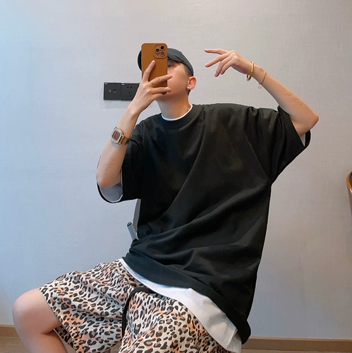 dannyandzee Летняя трендовая цветная хлопковая футболка с коротким рукавом с круглым воротником для влюбленных, оверсайз