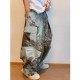Big flower graffiti wide leg overalls