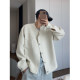 Dannyandzee spring black and white solid color plaid bead buckle loose woolen woven jacket for men