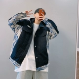 [dannyandzee秋季国潮高街新款撞色落肩拼接连帽牛仔夹克外套男INS]