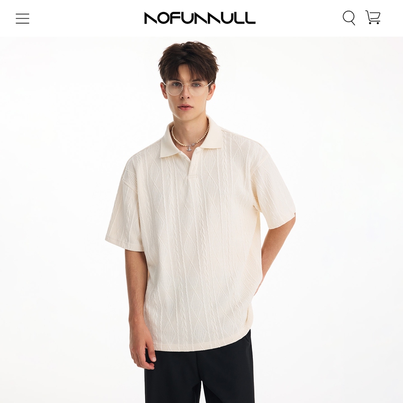 Nofunnull 300g Heavyweight Textured Knit Polo Shirt for Men, Summer 25, Old Money Style, Loose Fit, Turn-Down Collar Top