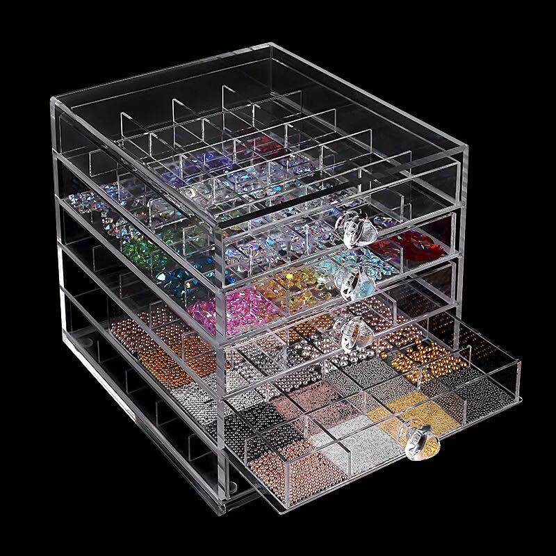 Mechia Ornament Containing Box 5 Floors 100 Grids Drawer Detachable Acrylic Transparent Visible Medecor Accessories Contained