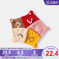 Male baby hat winter thickened newborn knitted hat autumn and winter warm cap female 0 1 year old baby winter hat