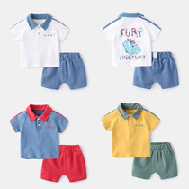 Baby suit summer male and infant short-sleeved clothes summer girl sports polo shirt baby Summer two-piece set