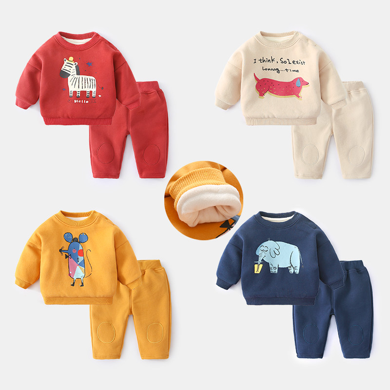 Baby Clothes Autumn and Winter Sweaters for Female Newborns and Warm Fool for Male Babies Winter 2-piece Western Winter Clothes