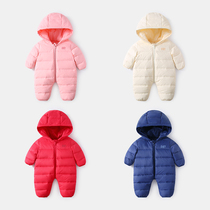 Baby down jumpsuit Winter female newborn out clothes thick warm clothes male full moon baby clothes winter clothes