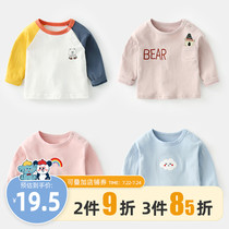 Baby Long sleeve T-shirt Pure cotton Girls  top 3 Childrens base shirt Autumn small baby clothes Boy childrens clothing spring and autumn