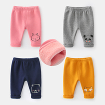 Baby pants Autumn and winter female baby leggings warm outside wear large pp pants Baby boy children plus velvet pants Thin velvet cotton pants