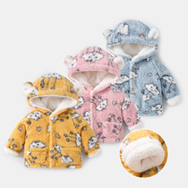 Newborn childrens clothes autumn and winter womens baby tops winter warm coat mens baby coat plus velvet thickened winter clothes