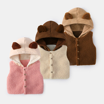 Baby vest winter male infant horse clip autumn and winter warm coat female one year old baby vest winter thick shoulder